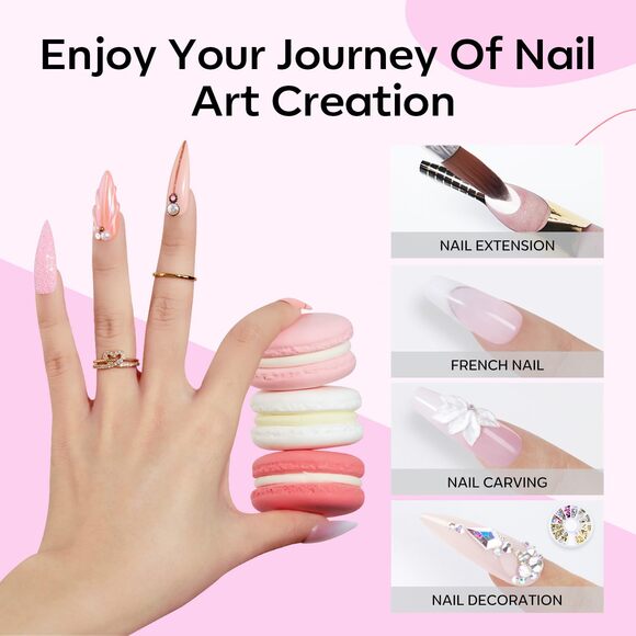 Modelones Acrylic Powder Set 3 Colors Pink Nude White for Nails Extension & Art - Picture 3 of 16